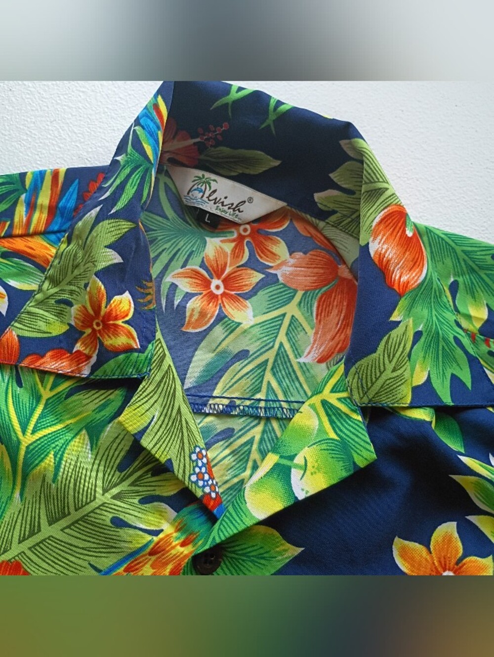 Mens Alvish Lush Navy Floral Hawaiian Shirt by - Blue & Green Tropical Print